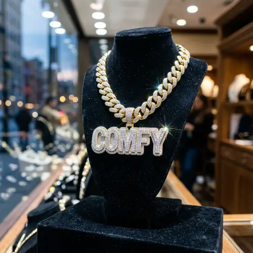 Sparkling Cuban Link Chain with 'COMFY' Design