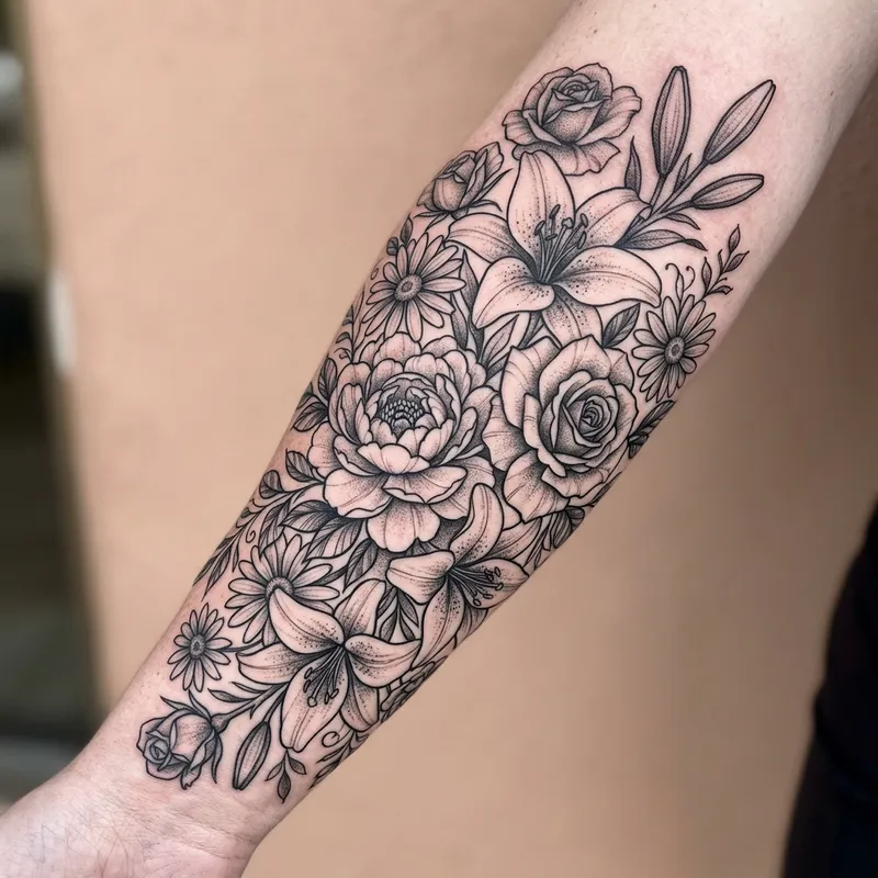 Vibrant Floral Tattoo Design