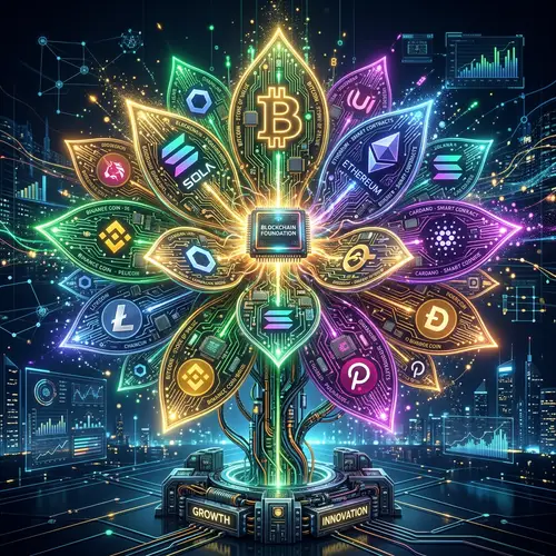 Futuristic Flower of Cryptocurrencies | Digital Circuits