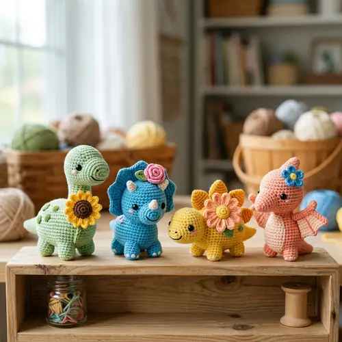 Cute Amigurumi Dinosaurs: Colorful Crochet Set