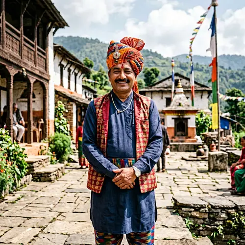Nepali Man in Daura Suruwal & Marwadi Safa Attire