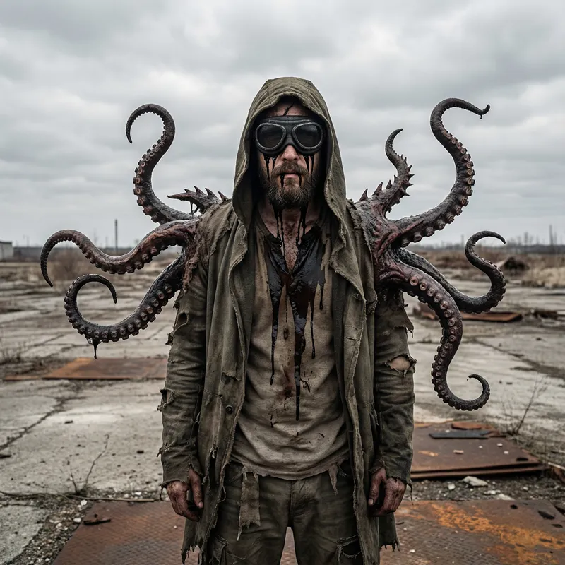 Mutant Man with Tentacle Arms and Disturbing Features