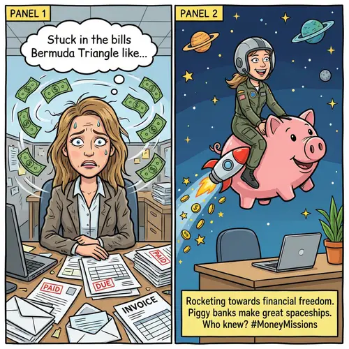 Journey to Financial Freedom: Stuck in Bills Bermuda Triangle to Rocketing Piggy Bank Spaceship