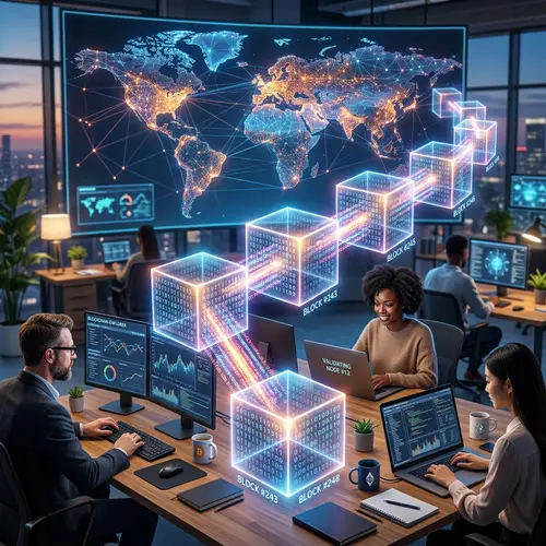 Blockchain Technology: Connected Cubes, Cryptographic Links, Global Users