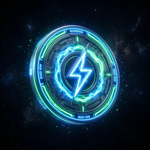 Futuristic Energy Token in Electric Blue & Green | Symbolic Coin
