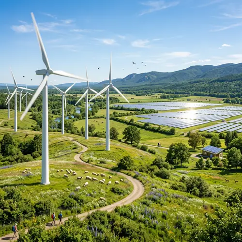 Eco-Friendly Landscape with Renewable Energy Sources