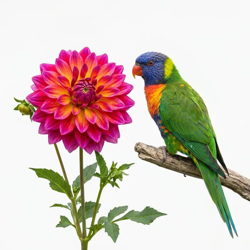Mesmerizing Flower and Beautiful Bird in Studio Photo