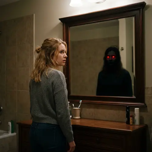 Blonde Woman Reflecting the Sinister