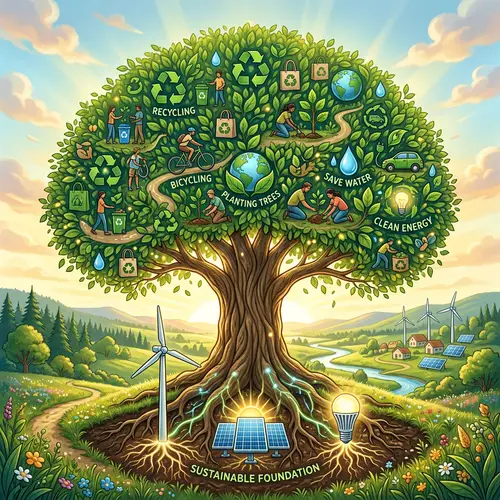 Unity and Sustainability: Energy-Efficient Roots, Nature's Resilience