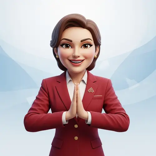 Corporate Female Mascot Character in Red Coat