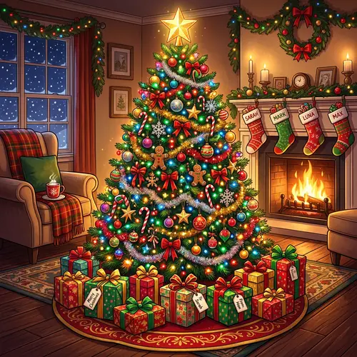 Vibrant Christmas Tree Decor: Glowing Lights & Festive Ornaments