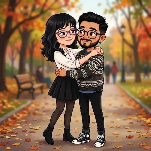 Cute Couple Drawing: Boy and Girl Characters