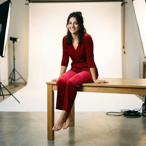 Beautiful Italian Lady in Red Costume Photo Shoot
