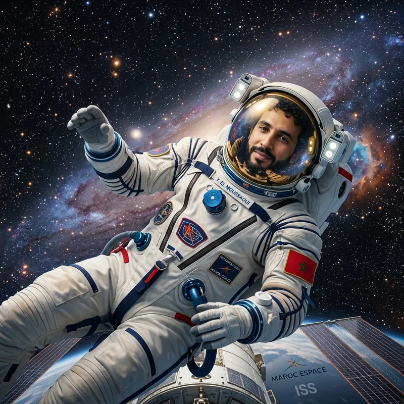 Moroccan Man in Space | Futuristic Spacewalk Experience