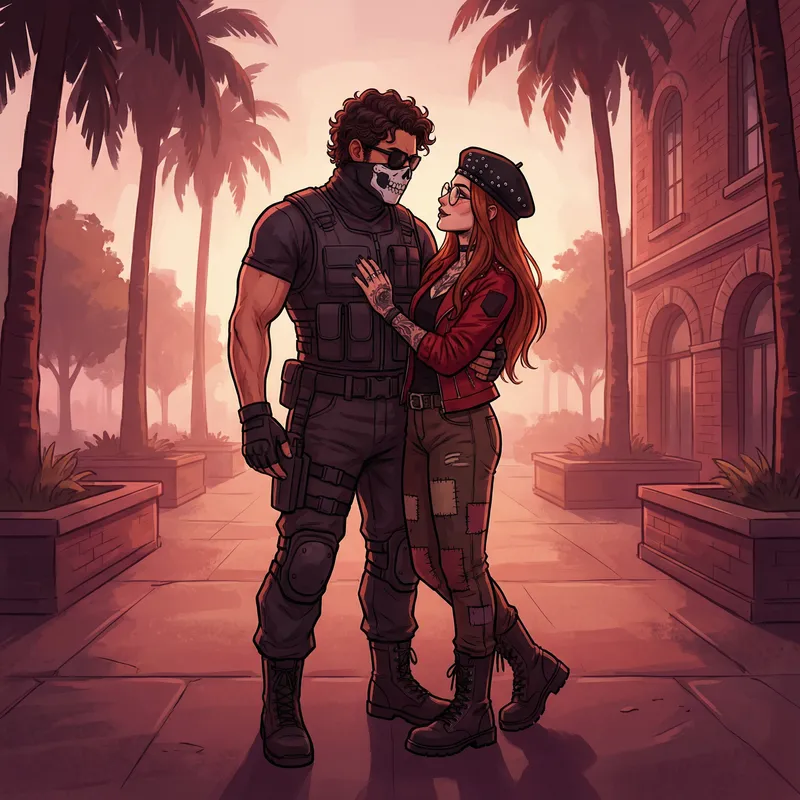 Romantic Urban Scene with Tactical Characters