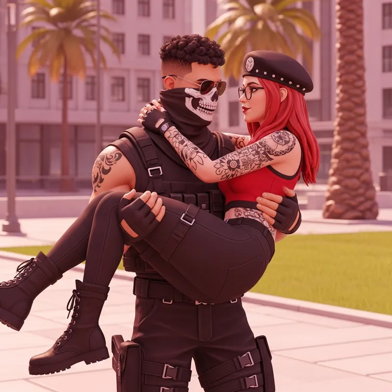 Romantic Urban Scene with Tactical Characters Romantic Urban Scene with Tactical Characters