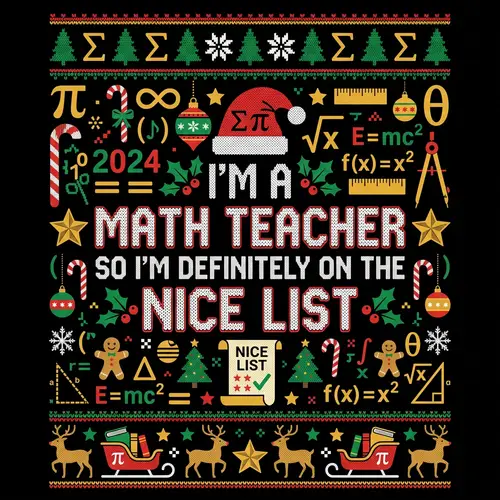 Ugly Christmas Sweater Math Teacher Holiday Graphic