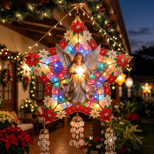 Traditional Christmas Parol with Angel | Festive Decor