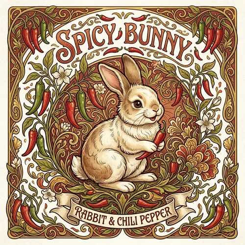 Cute Spicy Bunny Art Nouveau Design
