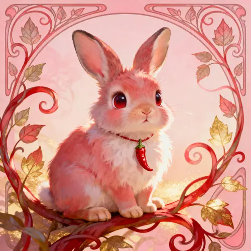 Cute Spicy Bunny Art Nouveau Design