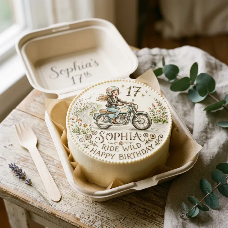 Motorcycle Themed Cake for a 17-Year-Old Girl