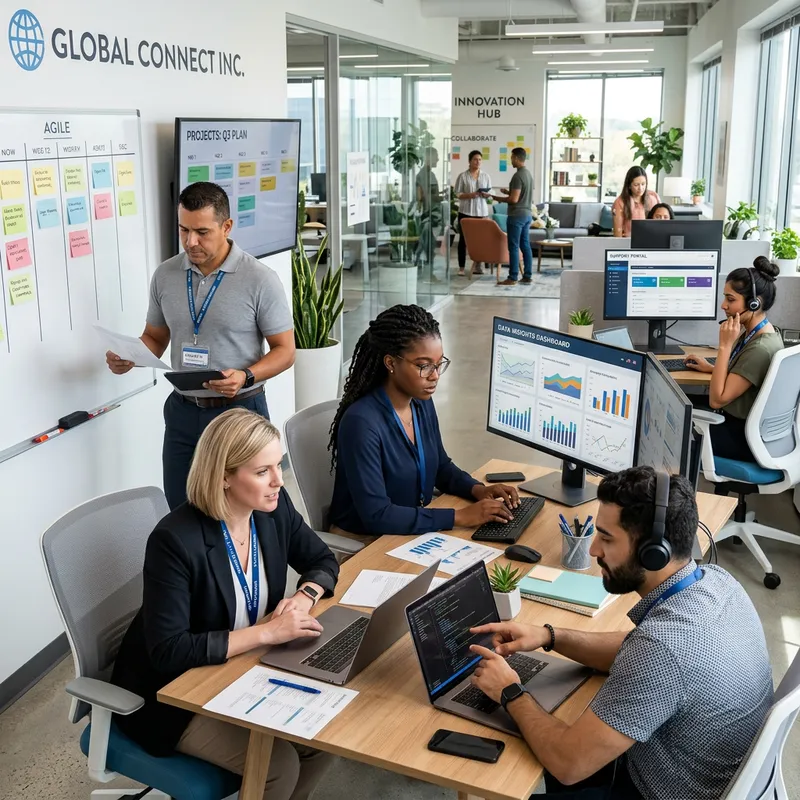 Diverse Employee Group in Modern Office Setting Diverse Employee Group in Modern Office Setting