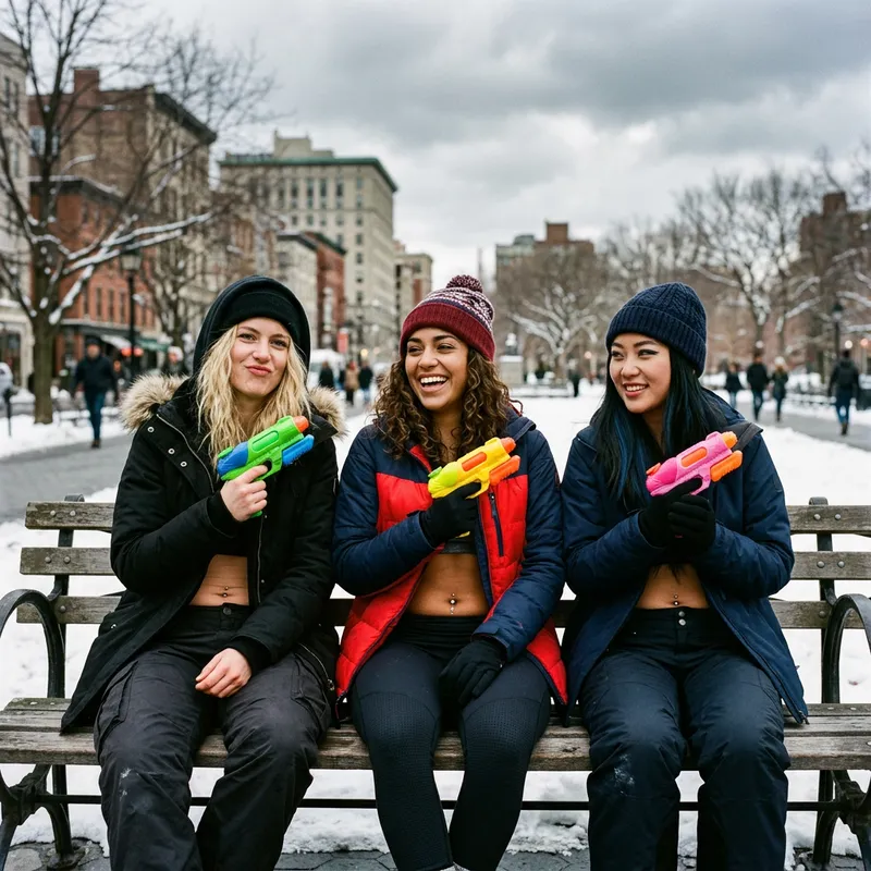 Bad Girls in Winter Sportswear: Blonde & Brunette Beauties with Attitude