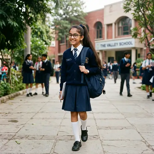 South Asian Girl in School Uniform with Glasses