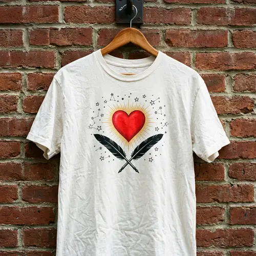 White T-Shirt with Heart Graphic | Unique Design