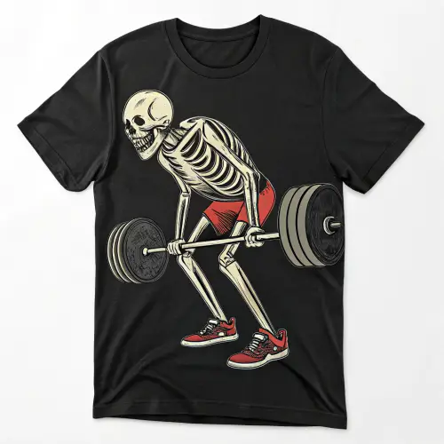 Skeleton Deadlifting T-Shirt Design