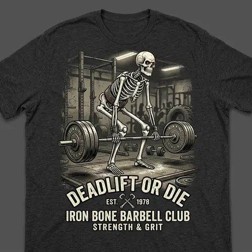 Skeleton Deadlifting T-Shirt Design