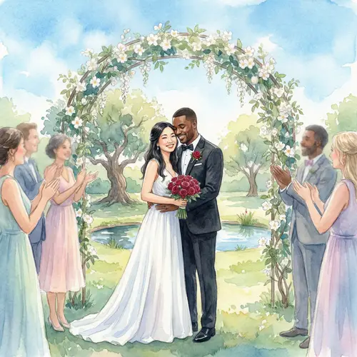 Romantic Wedding Painting | Bride and Groom Watercolor Art