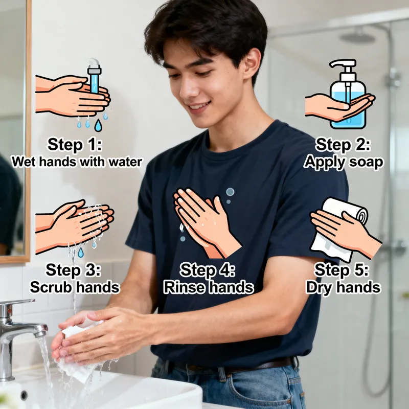 Handwashing Steps for Young Adults
