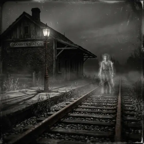 Eerie Train Station with Spectral Apparition | Supernatural Dread