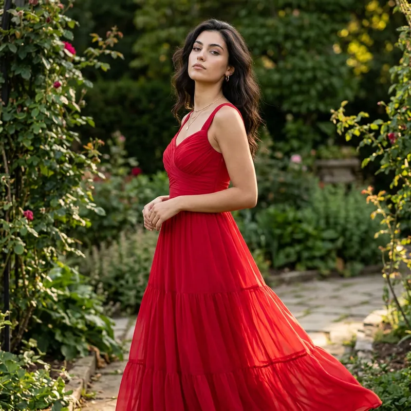 Fiery Elegance: The Girl in a Red Dress Fiery Elegance: The Girl in a Red Dress