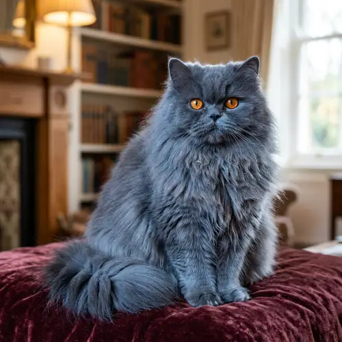 Luxurious Blue Persian Cat | Striking Copper Eyes
