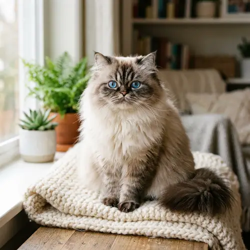 Long-Haired Himalayan Persian Cat with Celestial Blue Eyes