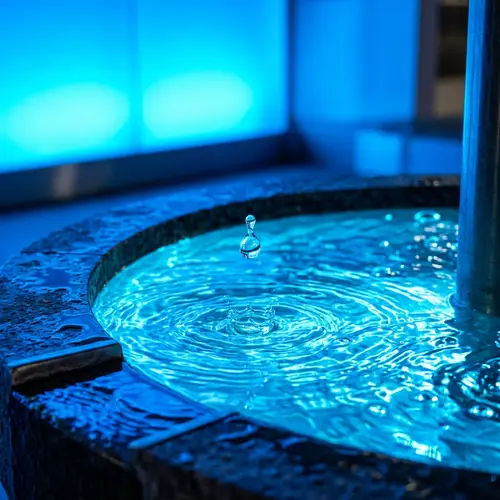 Vibrant Water Droplet in Fluorescent Fountain