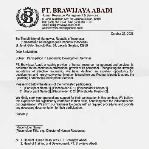 Formal Business Letter Template for Human Resource Management Company