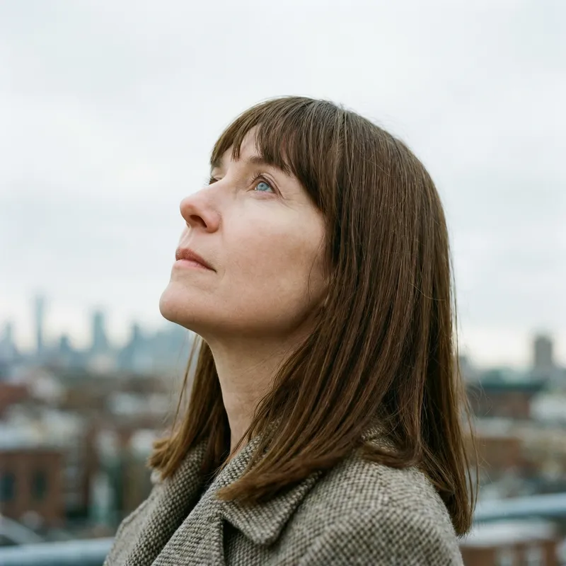 Closeup Portrait of Pale Skin Caucasian Woman with Blue Eyes