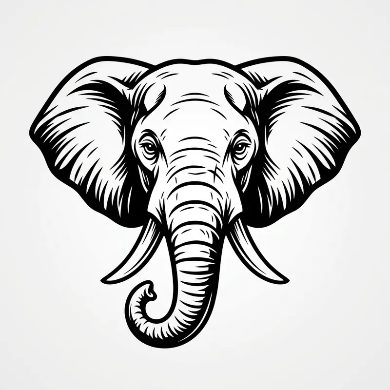 Black and White Elephant Head Logo Design