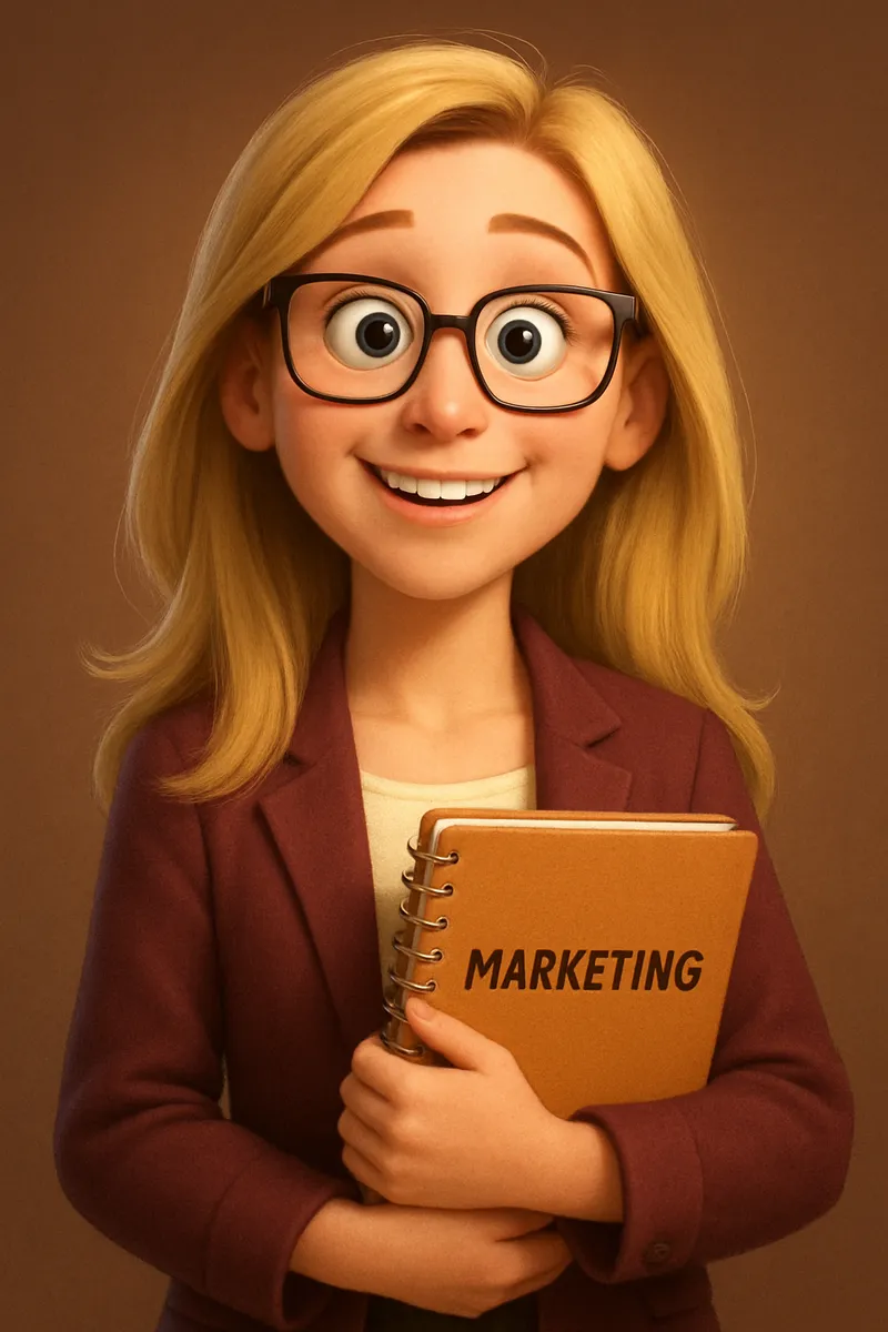 Pixar-Style Marketing Teacher Illustration