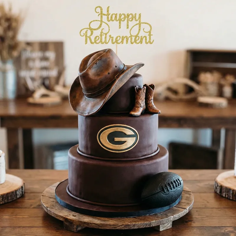 Happy Retirement Cake with Cowboy Theme