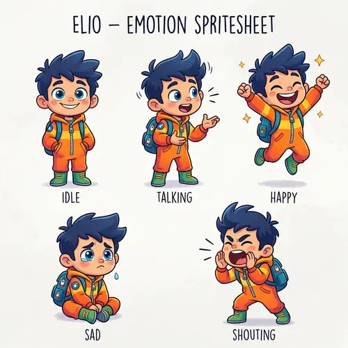 Whimsical 2D Spritesheet Inspired by Elio