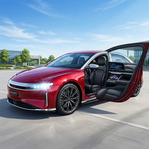 Modern Red Car Illustration | Premium Leather Seats & Cutting-Edge Features