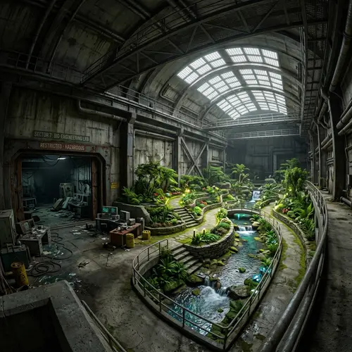 Underground Bunker with Green Oasis