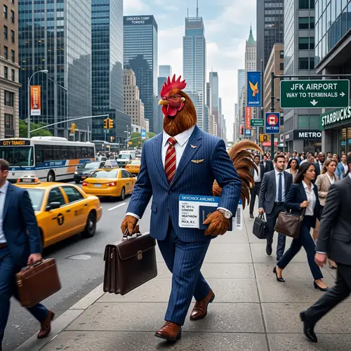 Business Chicken Journey - Executive Traveling Illustration
