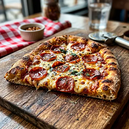 Delicious 120-Degree Pizza Slice with Pepperoni