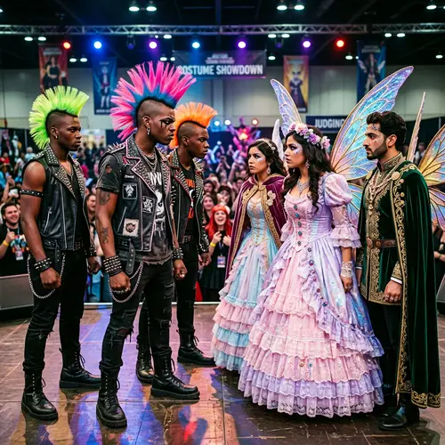 Costume Showdown: Black Male Punk vs. Fairy-Tale Attire