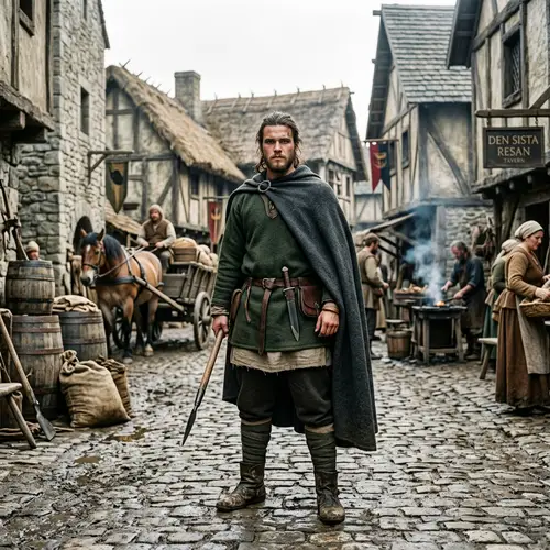Young Scandinavian Man in Medieval Setting
